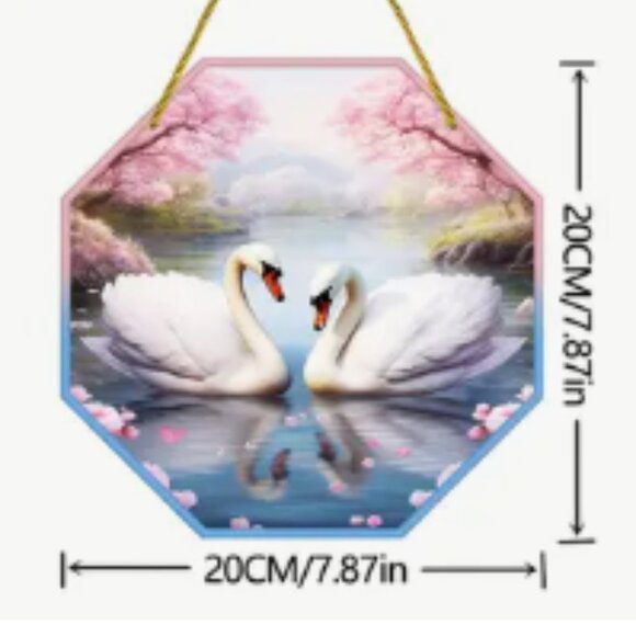1pc New Style Octagonal Swan Lake Acrylic Hanging Decor Plaque - Picture 1 of 1